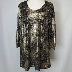 Laura Ashley Metallic Gold Tunic Top XL
